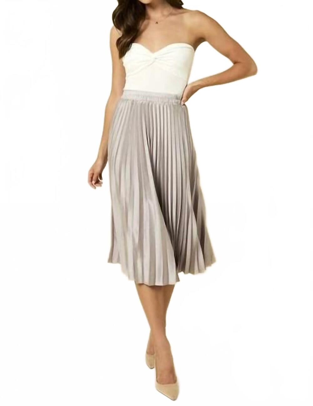 NEW GILLI sunburst pleated satin skirt in silver